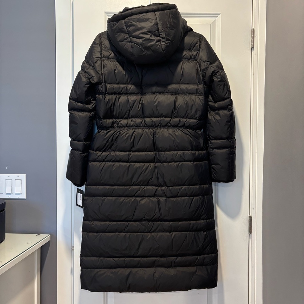 NWT Kate Spade New York Quilted Long Down Parka With Bib, Black Size Small - Picture 6 of 16